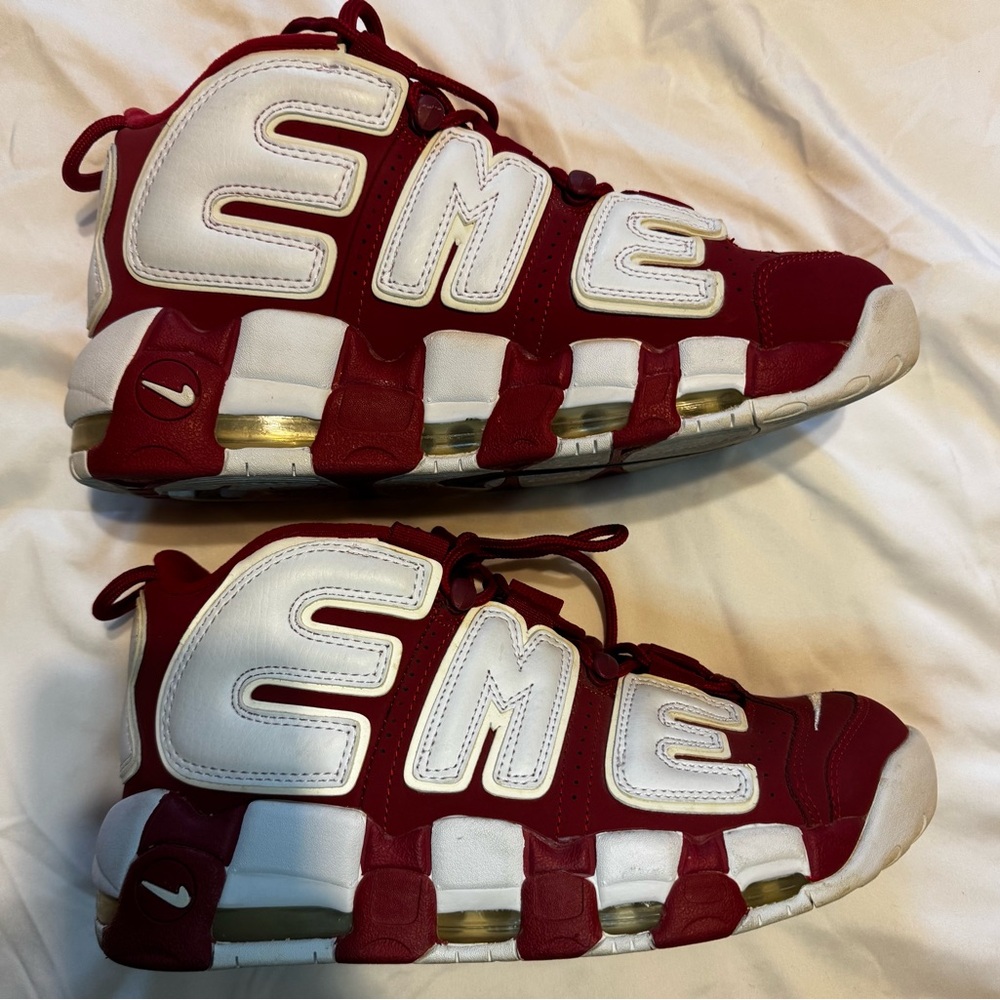 Nike Supreme Red and White Athletic Shoes